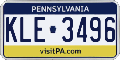 PA license plate KLE3496