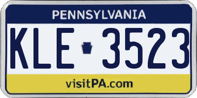 PA license plate KLE3523