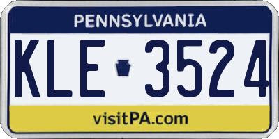 PA license plate KLE3524