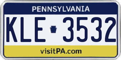 PA license plate KLE3532