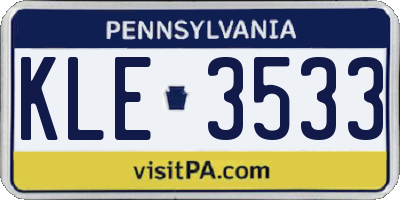 PA license plate KLE3533