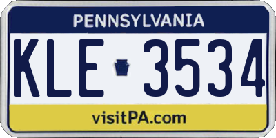 PA license plate KLE3534