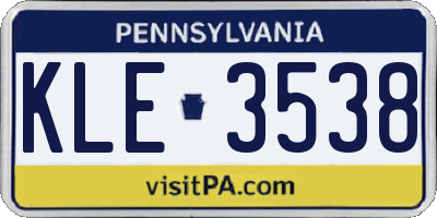 PA license plate KLE3538