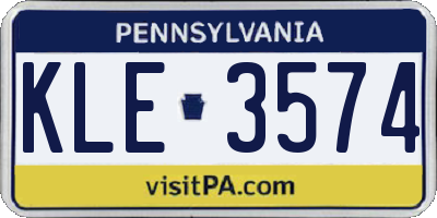 PA license plate KLE3574