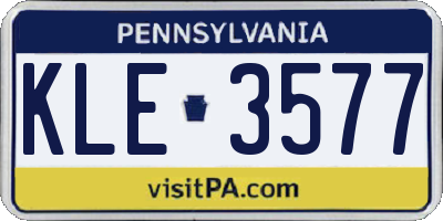 PA license plate KLE3577