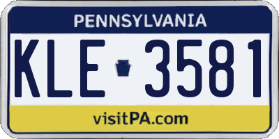 PA license plate KLE3581