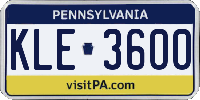 PA license plate KLE3600