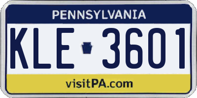PA license plate KLE3601