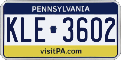 PA license plate KLE3602