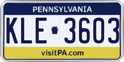 PA license plate KLE3603