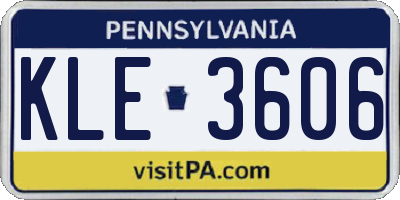 PA license plate KLE3606
