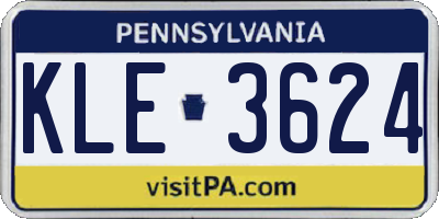PA license plate KLE3624
