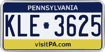 PA license plate KLE3625
