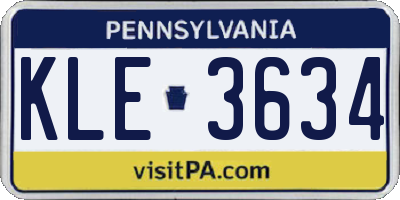 PA license plate KLE3634