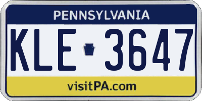 PA license plate KLE3647