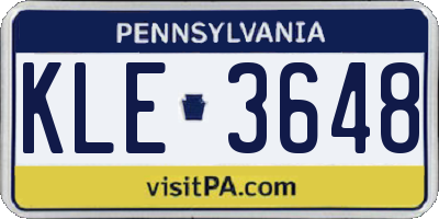 PA license plate KLE3648