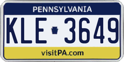 PA license plate KLE3649