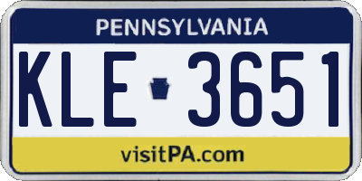 PA license plate KLE3651