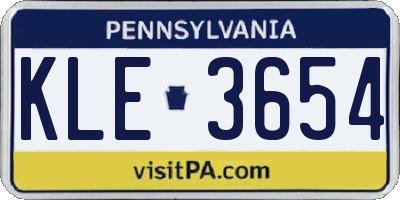 PA license plate KLE3654