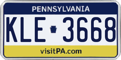 PA license plate KLE3668