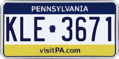 PA license plate KLE3671