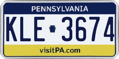 PA license plate KLE3674