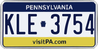 PA license plate KLE3754
