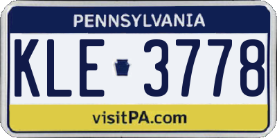 PA license plate KLE3778