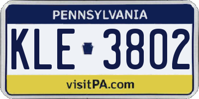 PA license plate KLE3802