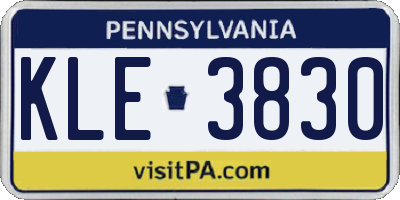PA license plate KLE3830