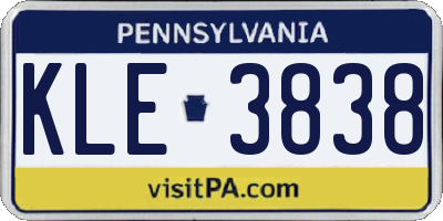 PA license plate KLE3838