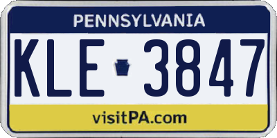 PA license plate KLE3847