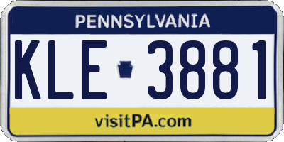 PA license plate KLE3881