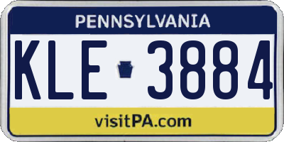 PA license plate KLE3884