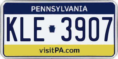 PA license plate KLE3907