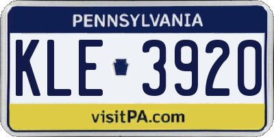 PA license plate KLE3920