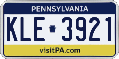 PA license plate KLE3921