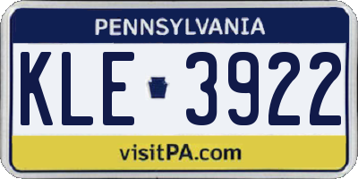 PA license plate KLE3922