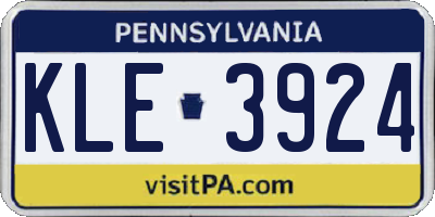 PA license plate KLE3924