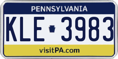 PA license plate KLE3983