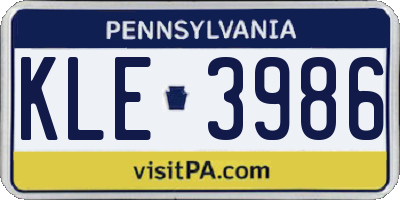 PA license plate KLE3986