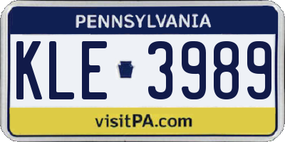 PA license plate KLE3989