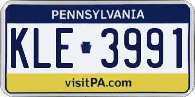 PA license plate KLE3991