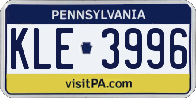 PA license plate KLE3996