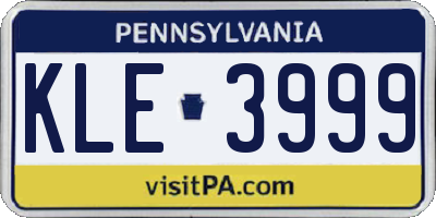 PA license plate KLE3999