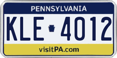 PA license plate KLE4012