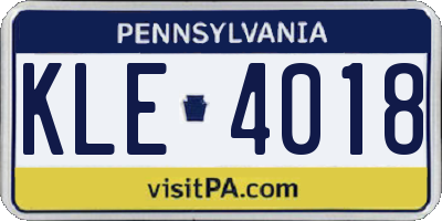 PA license plate KLE4018