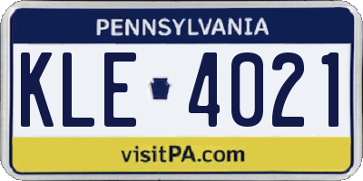 PA license plate KLE4021