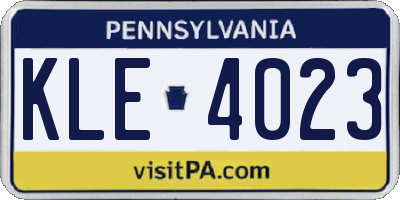 PA license plate KLE4023