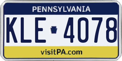 PA license plate KLE4078
